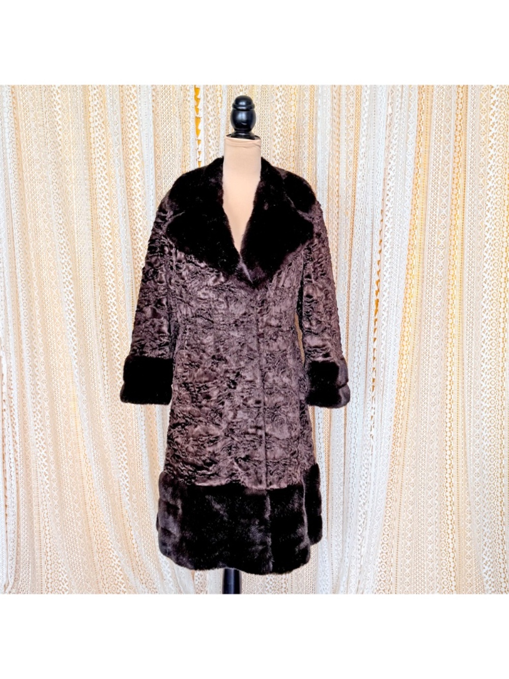 VTG 70s MCM Penny Lane Brown Faux Fur Mouton Mobwife Mod Hippie Bohemian Coat S - Picture 7 of 17
